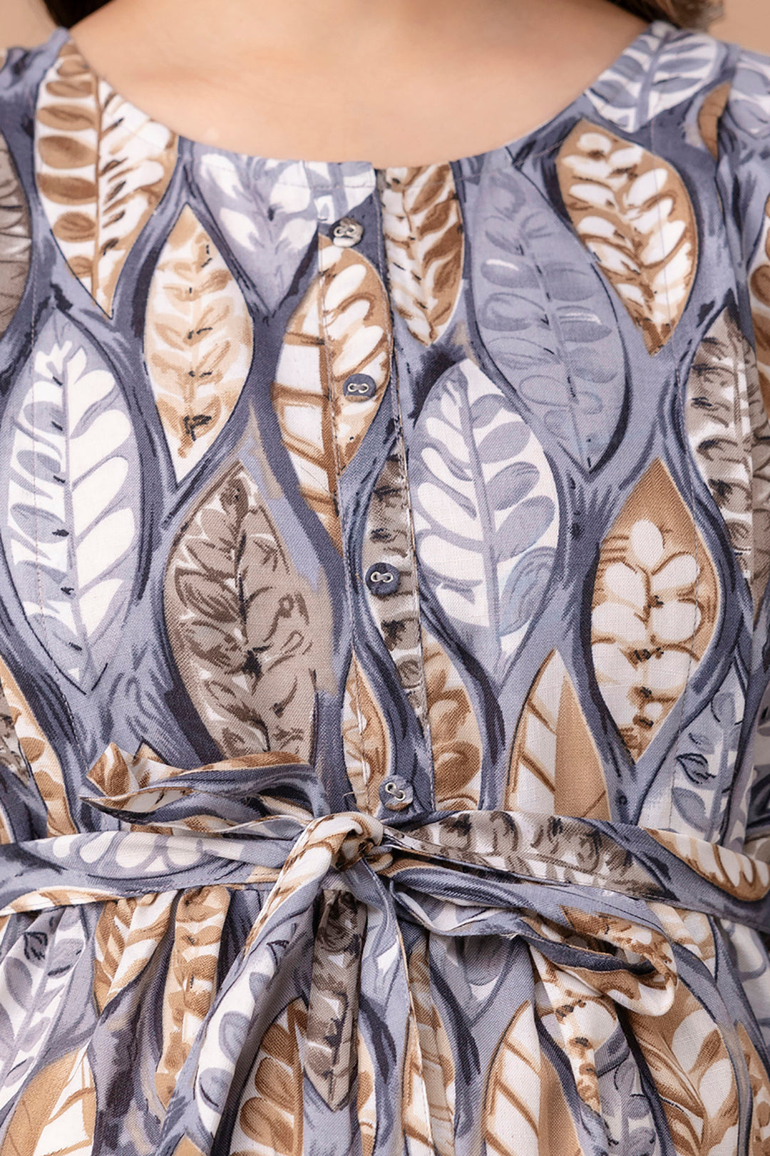 Fab Grey Printed Maternity Dress For Women | LASVINI - Redefining Indian Fashion with Elegance