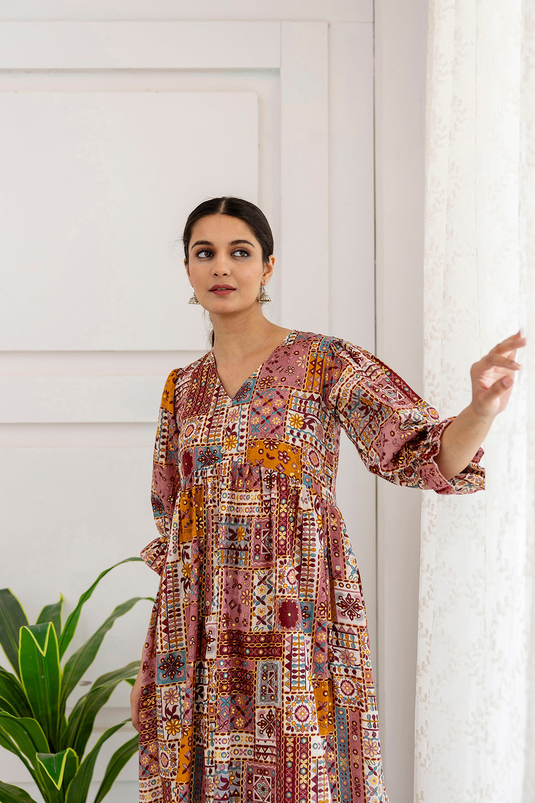 Women Multi Ethnic Printed Flared Dress | LASVINI - Redefining Indian Fashion with Elegance