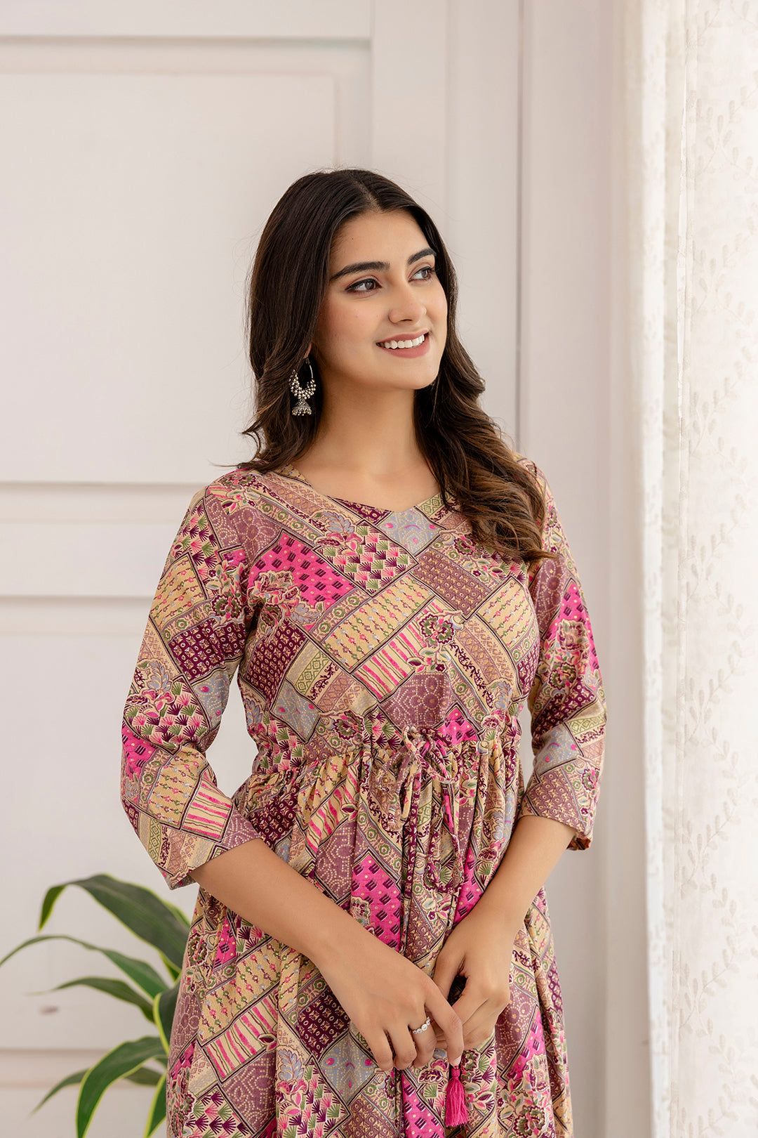Women Multi Ethnic Printed Flared Dress | LASVINI - Redefining Indian Fashion with Elegance