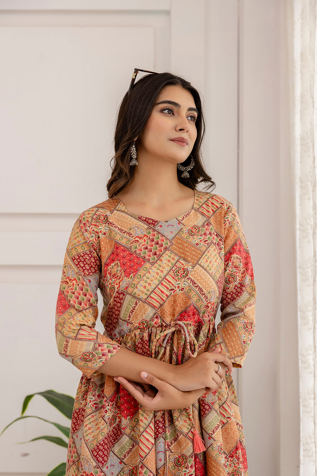 Women Multi Ethnic Printed Flared Dress | LASVINI - Redefining Indian Fashion with Elegance