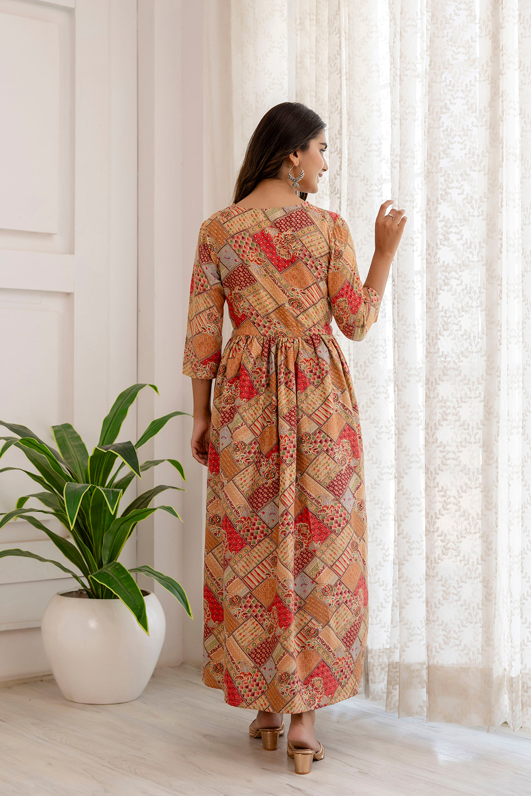 Women Multi Ethnic Printed Flared Dress | LASVINI - Redefining Indian Fashion with Elegance