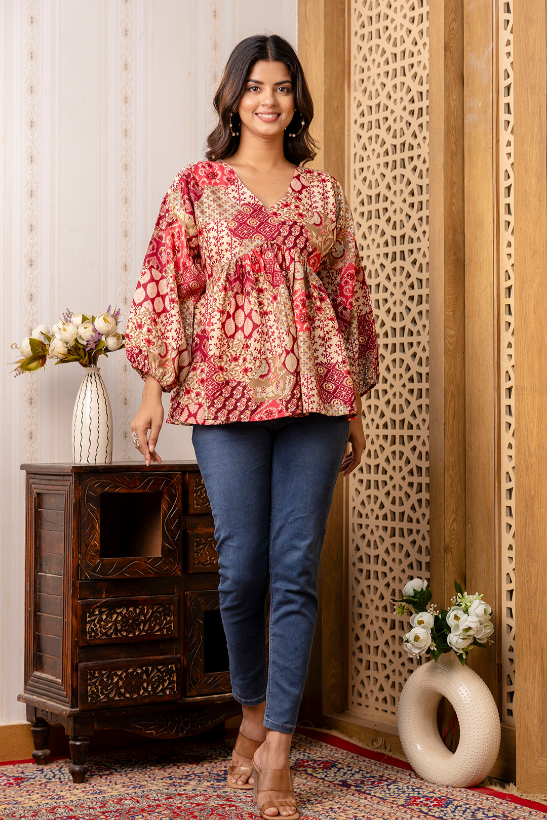 Women Multi Printed Peplum Tunic | LASVINI - Redefining Indian Fashion with Elegance