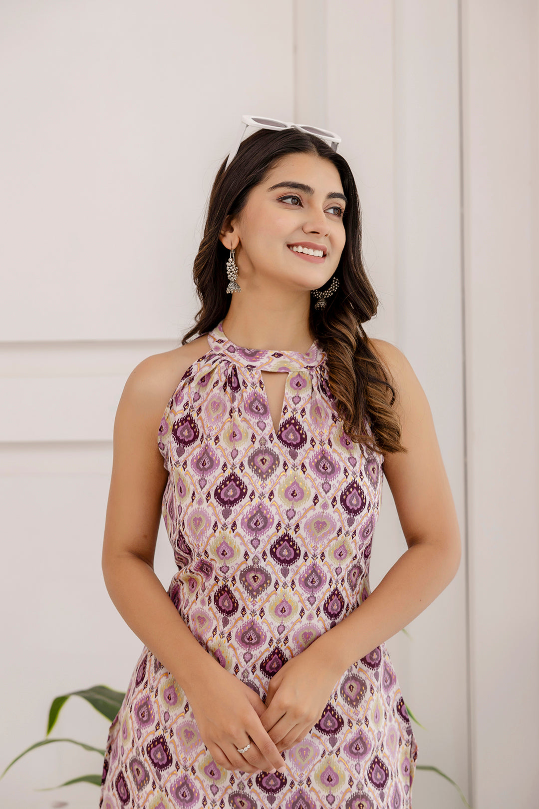 Women Multi Printed Straight Halter Neck Kurta | LASVINI - Redefining Indian Fashion with Elegance