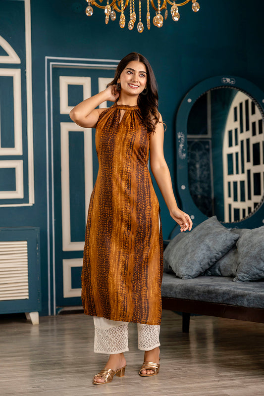 Women Blue Shibori Printed Straight Kurta | LASVINI - Redefining Indian Fashion with Elegance