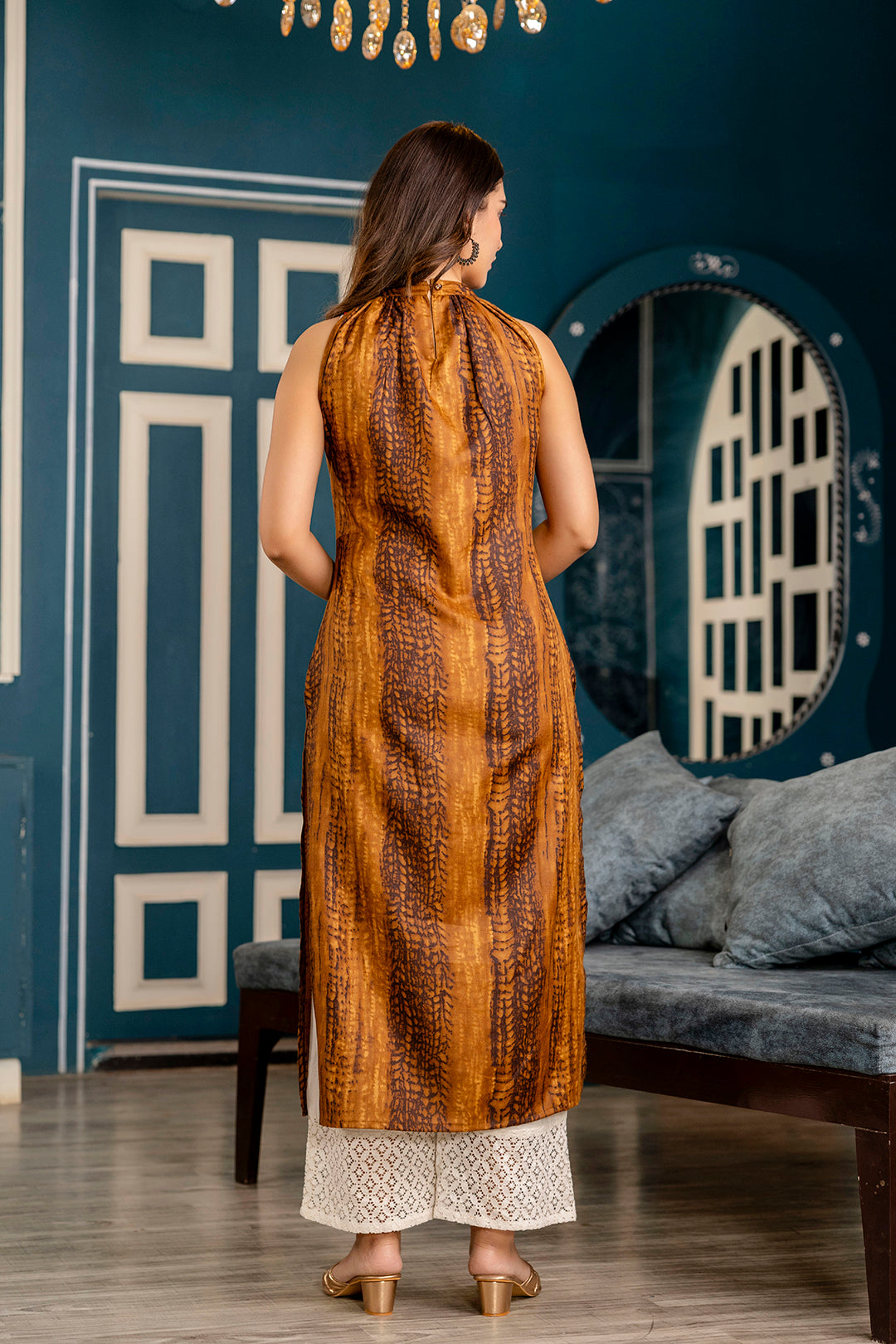 Women Blue Shibori Printed Straight Kurta | LASVINI - Redefining Indian Fashion with Elegance