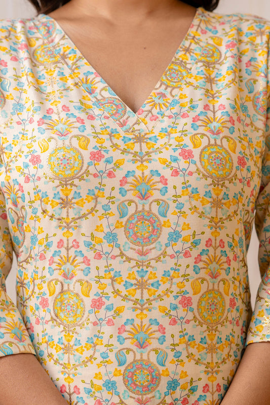 Women Multi Printed Straight Kurta With Trouser | LASVINI - Redefining Indian Fashion with Elegance