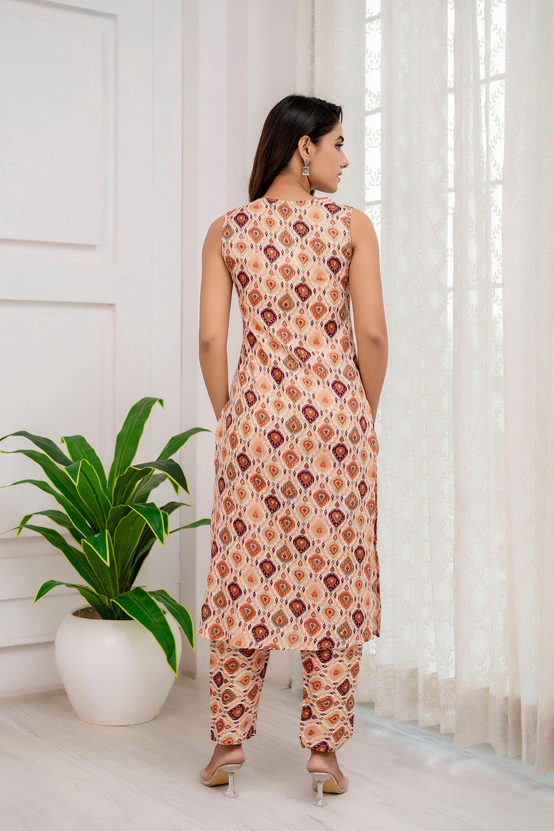 Fab Multi Printed Straight Sleeveless Kurta Pant Set | LASVINI - Redefining Indian Fashion with Elegance