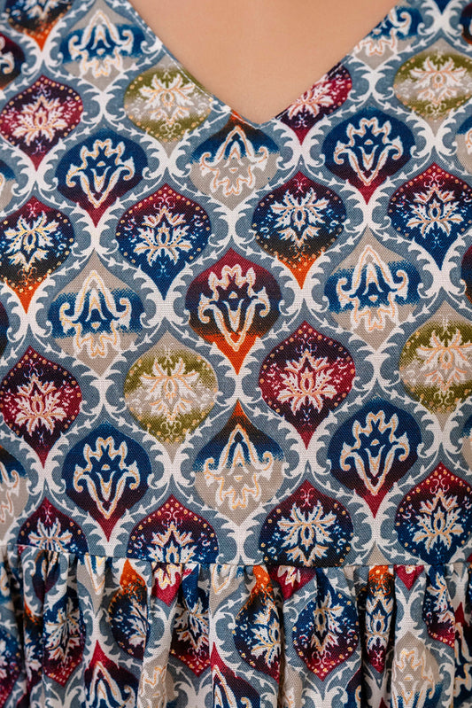 Multi Ethnic Printed Dress For Women | LASVINI - Redefining Indian Fashion with Elegance