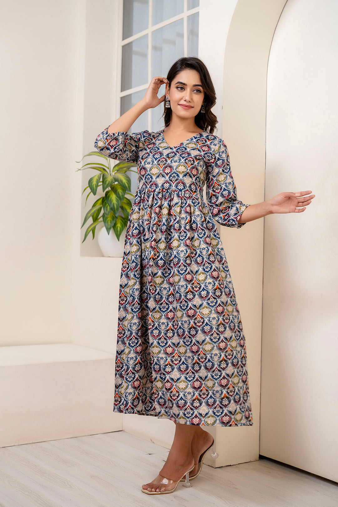Multi Ethnic Printed Dress For Women | LASVINI - Redefining Indian Fashion with Elegance