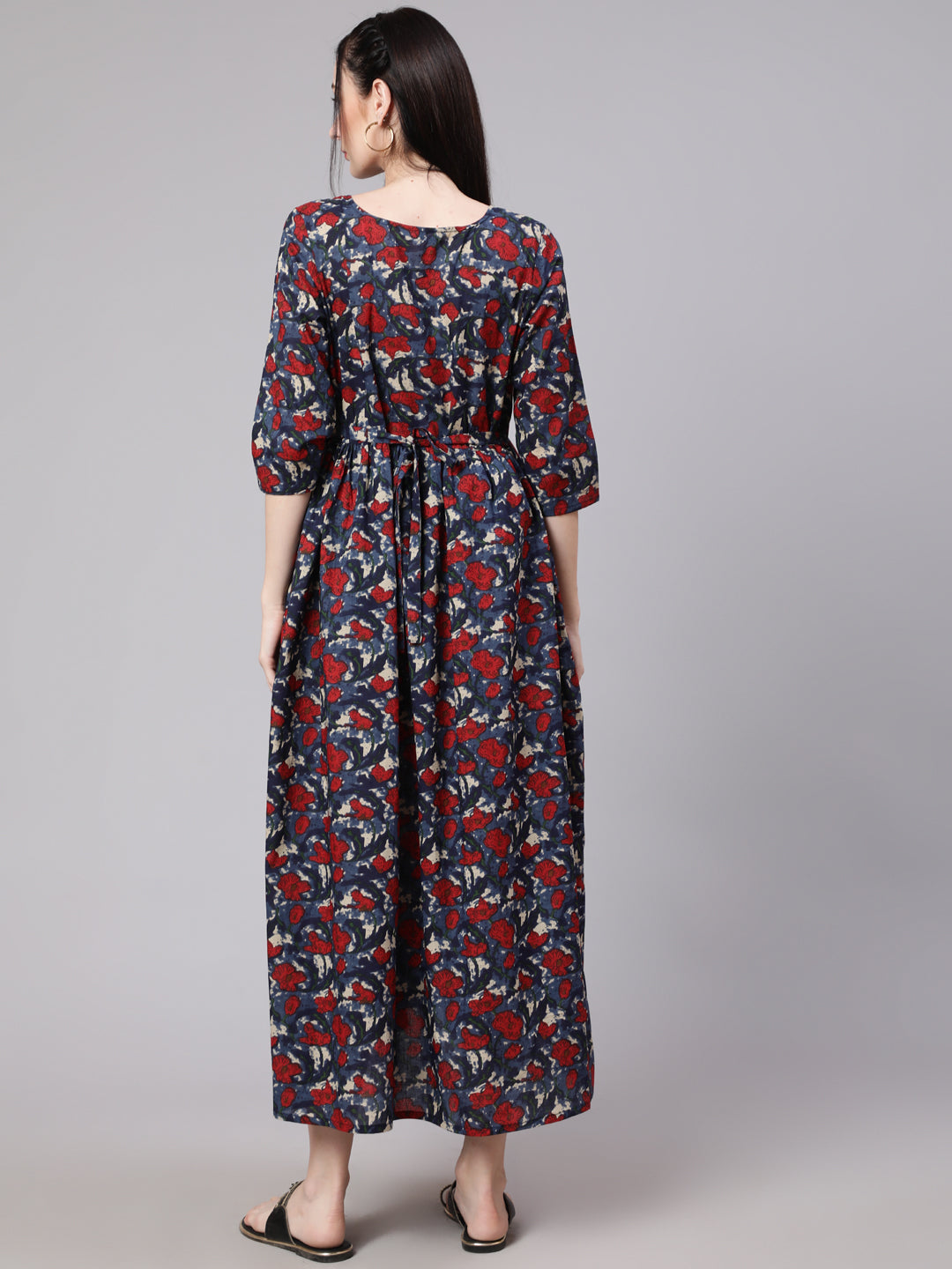 Women Multi Ethnic Printed Flared Maternity Dress | LASVINI - Redefining Indian Fashion with Elegance