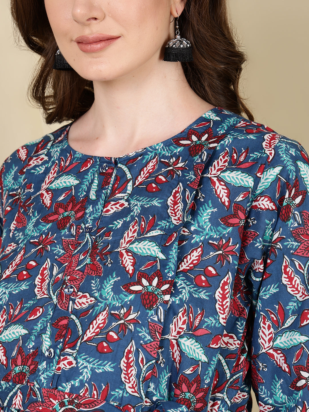 Women Multi Printed Flared Maternity Dress | LASVINI - Redefining Indian Fashion with Elegance