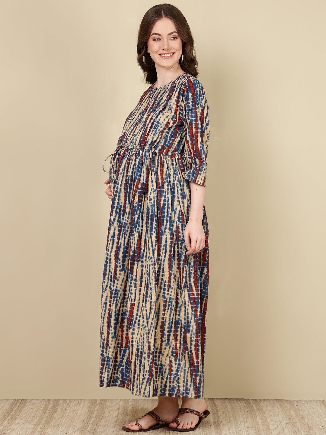 Women Multi Printed Flared Maternity Dress | LASVINI - Redefining Indian Fashion with Elegance