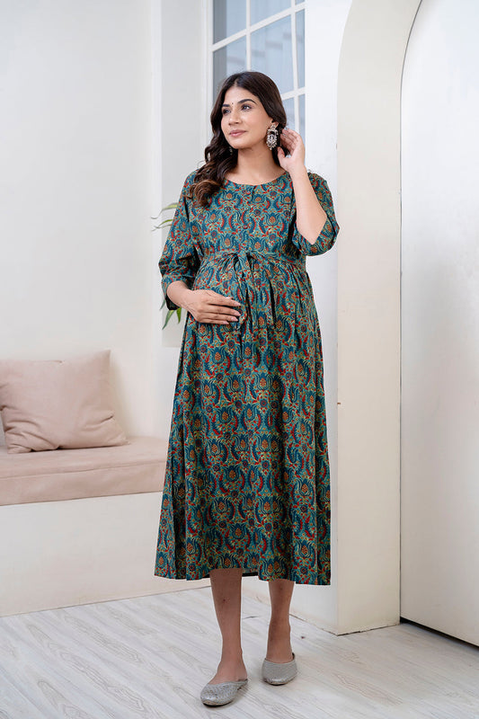 Multi Printed Maternity Dress For Women | LASVINI - Redefining Indian Fashion with Elegance