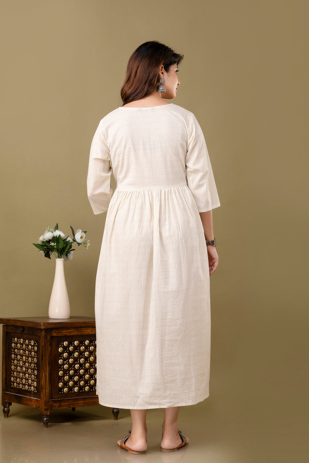 Off White Maternity Dress For Women | LASVINI - Redefining Indian Fashion with Elegance