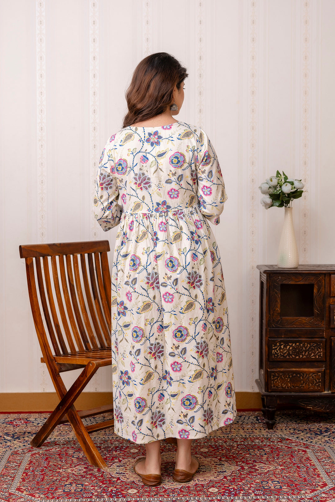 Off White Maternity Dress For Women | LASVINI - Redefining Indian Fashion with Elegance