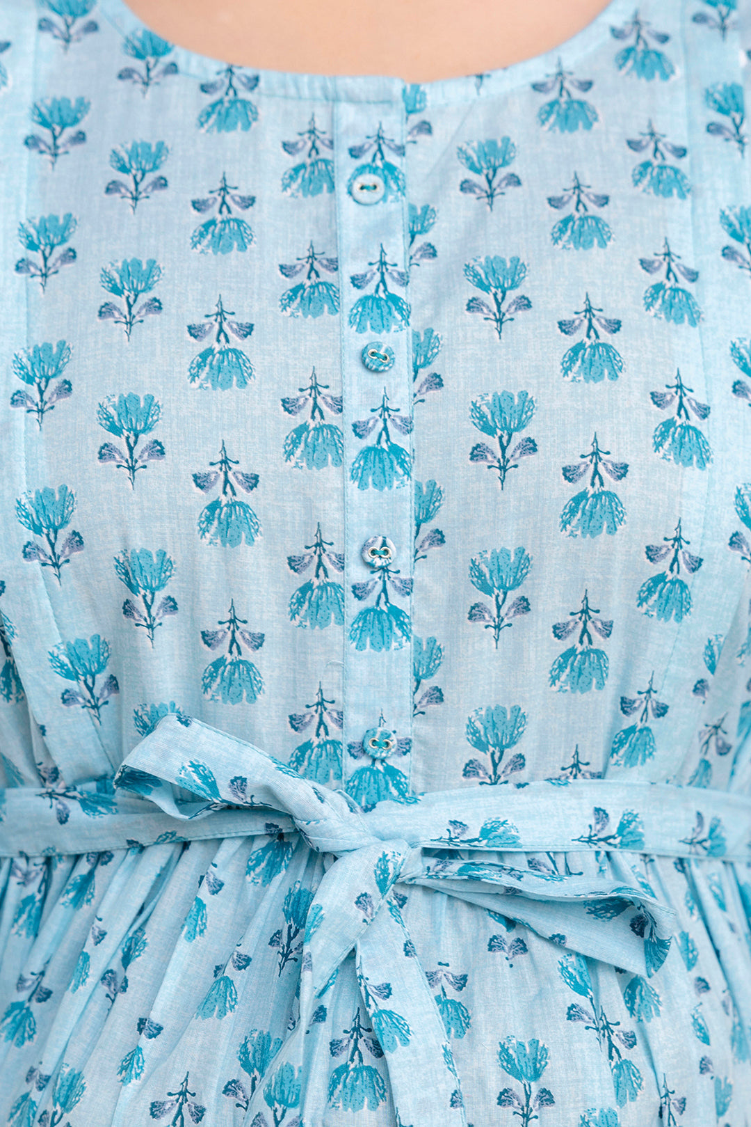 Blue Printed Maternity Dress For Women | LASVINI - Redefining Indian Fashion with Elegance