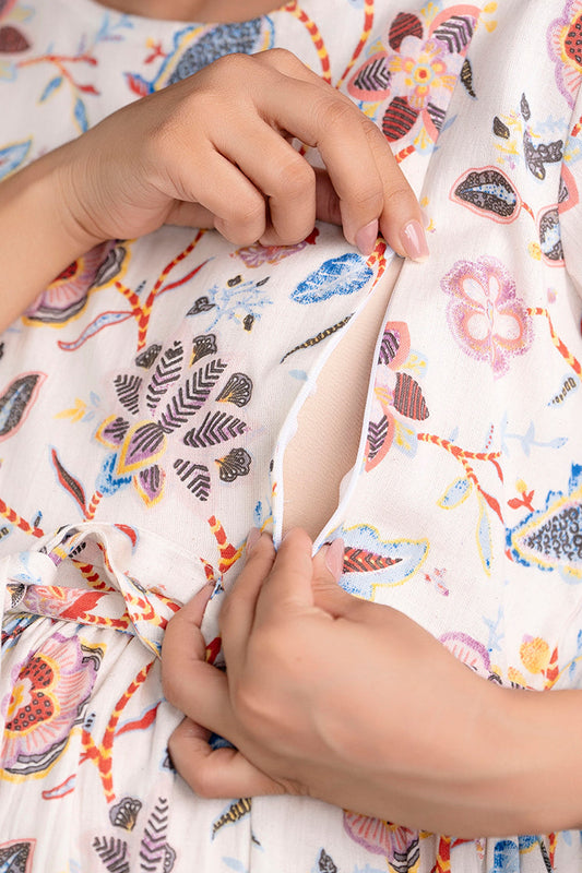 Off White Maternity Dress For Women | LASVINI - Redefining Indian Fashion with Elegance