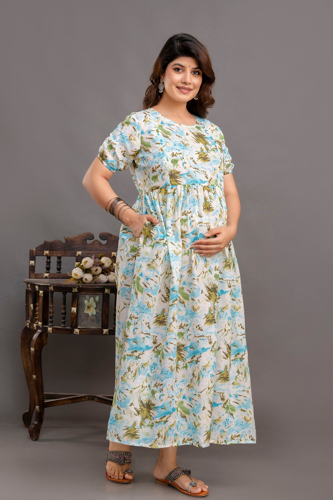 Off White Maternity Dress For Women | LASVINI - Redefining Indian Fashion with Elegance