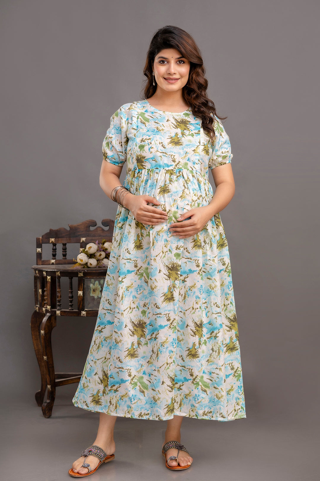 Off White Maternity Dress For Women | LASVINI - Redefining Indian Fashion with Elegance