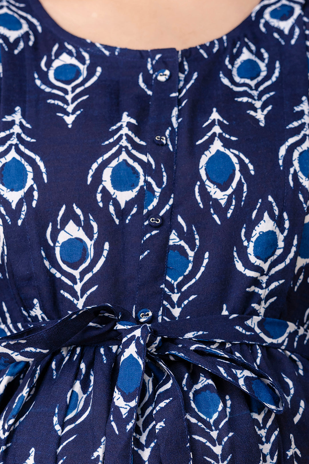 Navy Blue Printed Maternity Dress For Women | LASVINI - Redefining Indian Fashion with Elegance