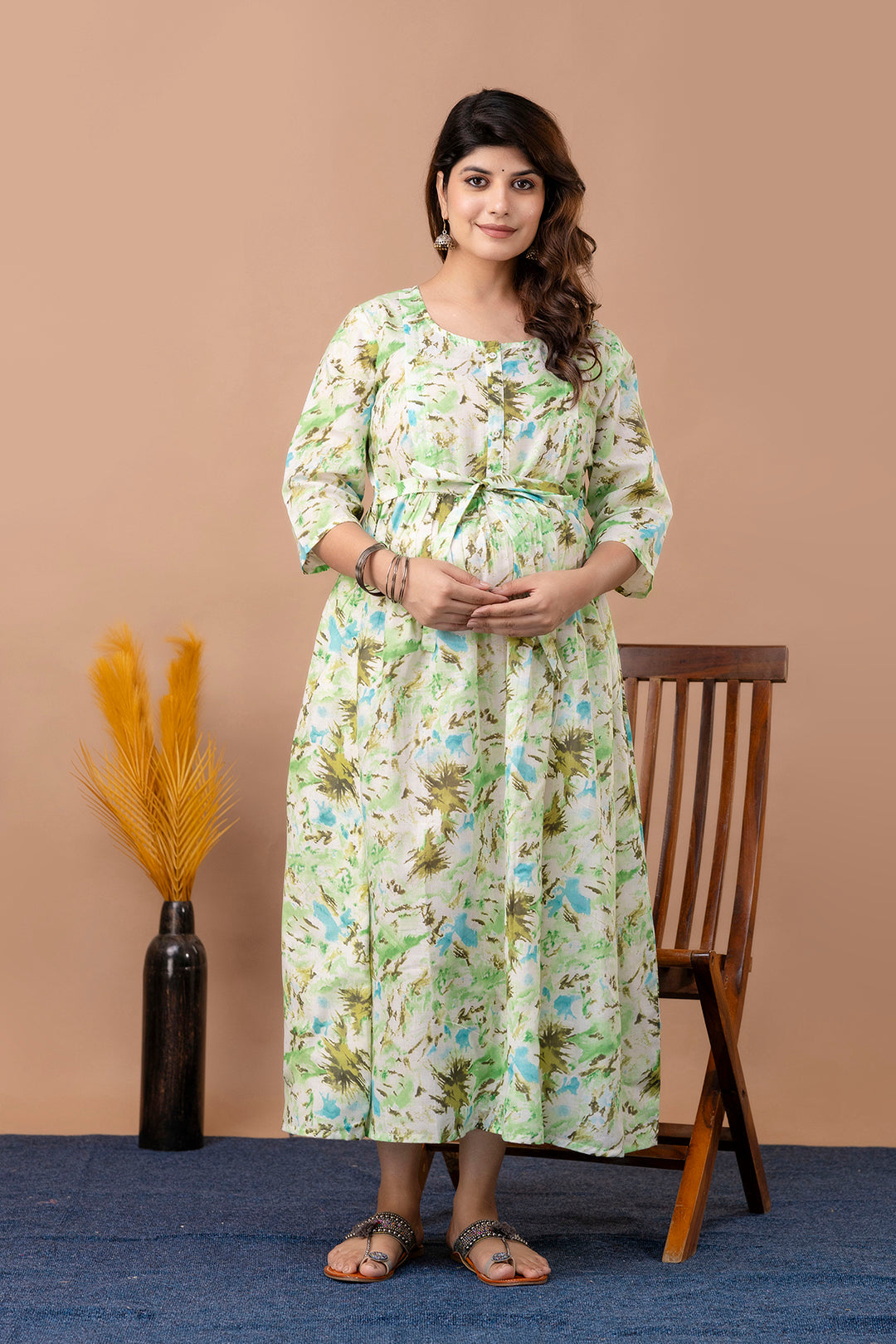 Off White Maternity Dress For Women | LASVINI - Redefining Indian Fashion with Elegance