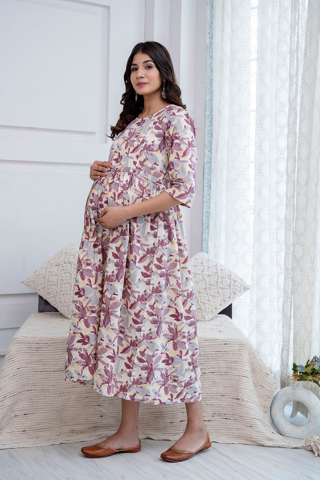 Off White Maternity Dress For Women | LASVINI - Redefining Indian Fashion with Elegance