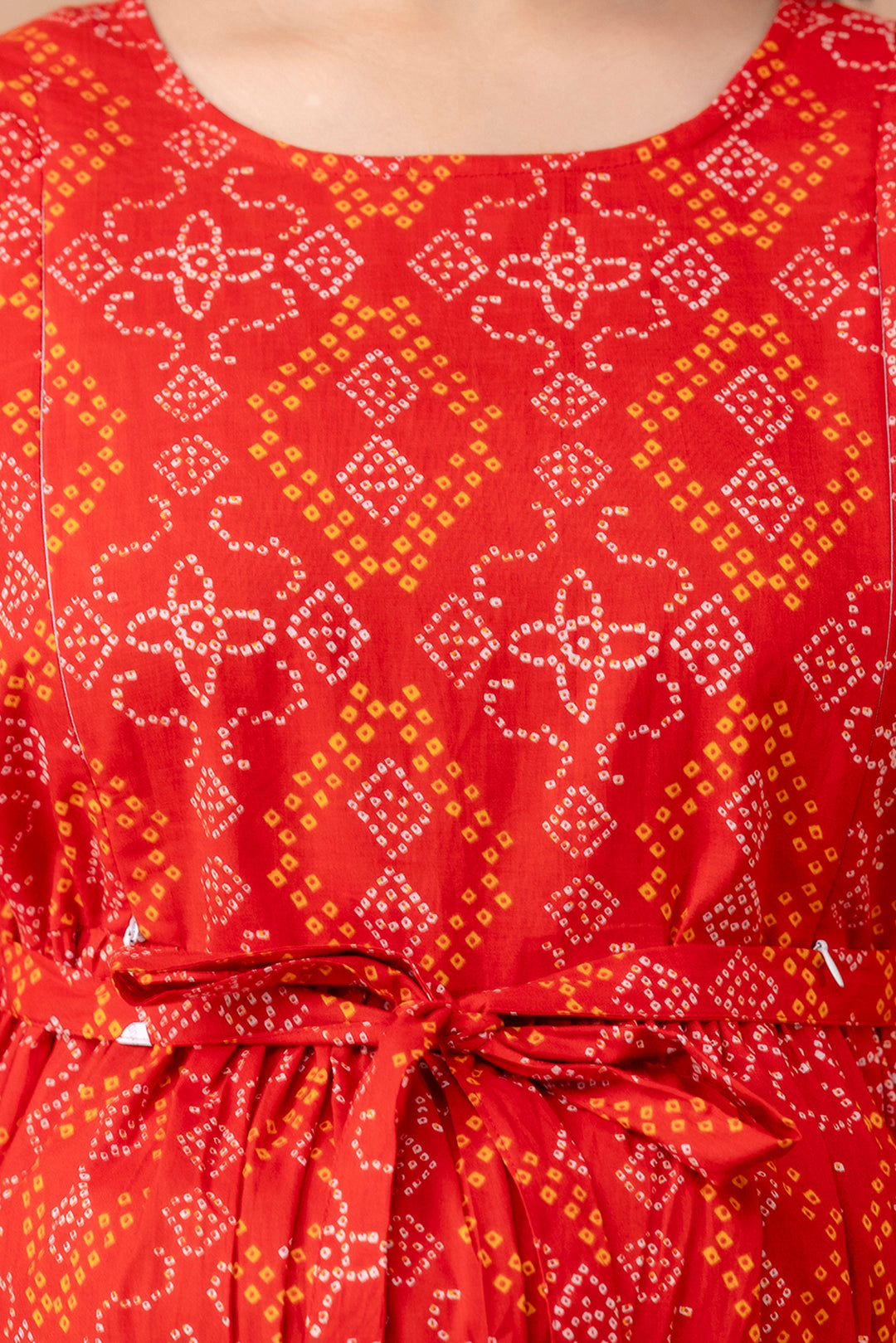 Red Printed Maternity Dress For Women | LASVINI - Redefining Indian Fashion with Elegance