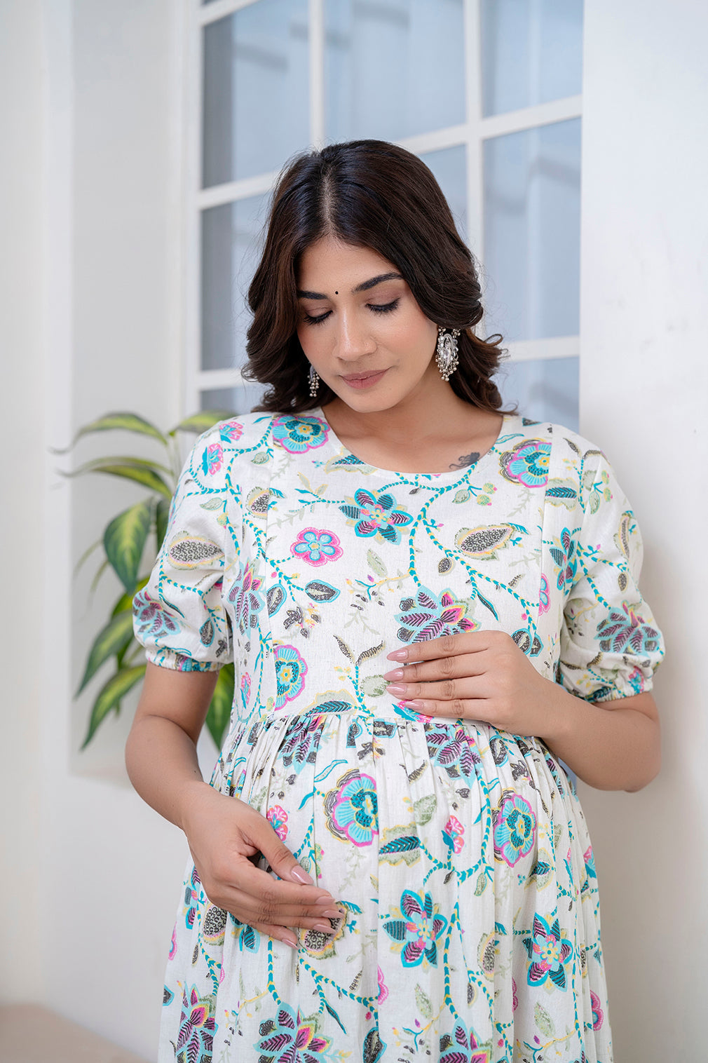 Off White Maternity Dress For Women | LASVINI - Redefining Indian Fashion with Elegance