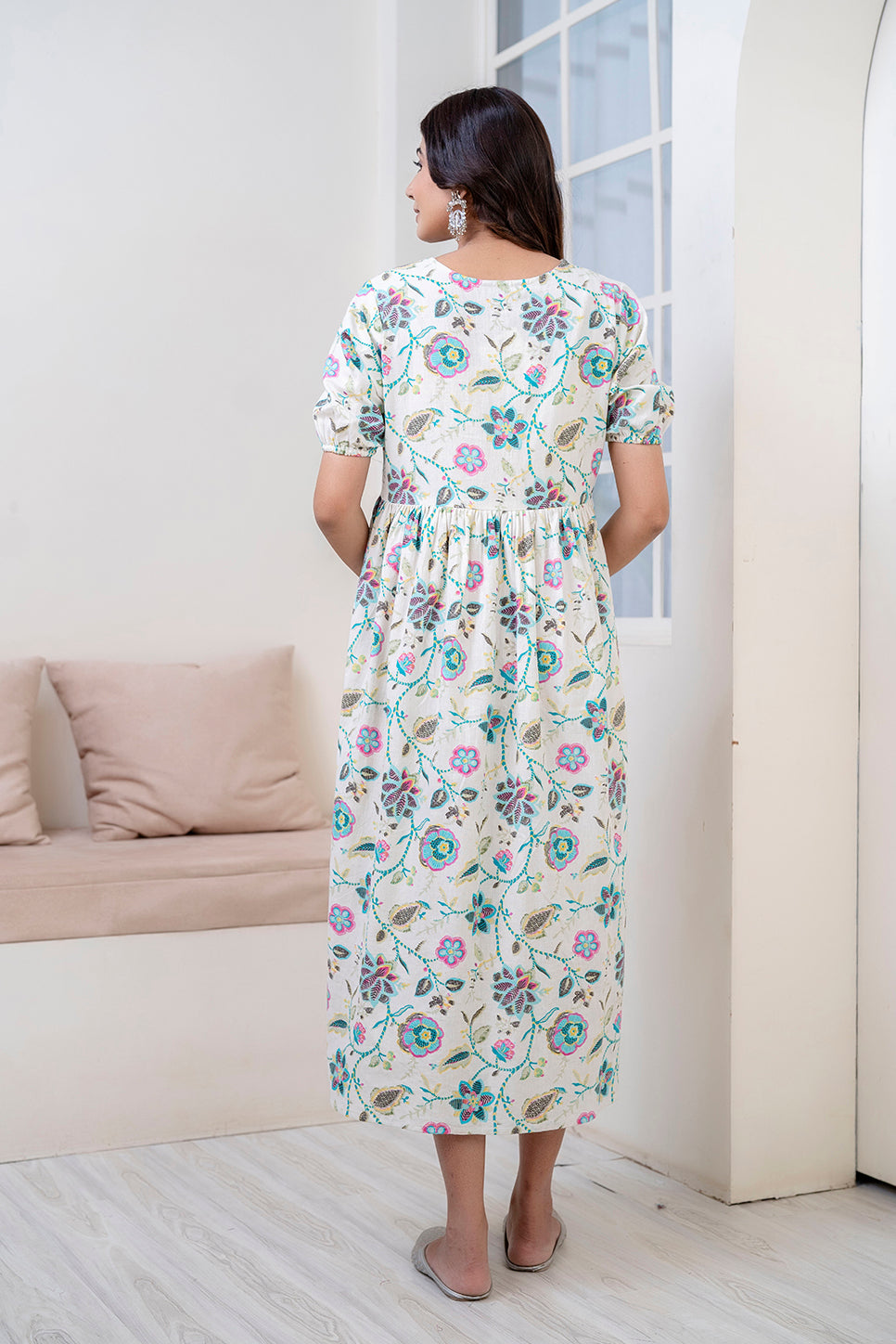 Off White Maternity Dress For Women | LASVINI - Redefining Indian Fashion with Elegance