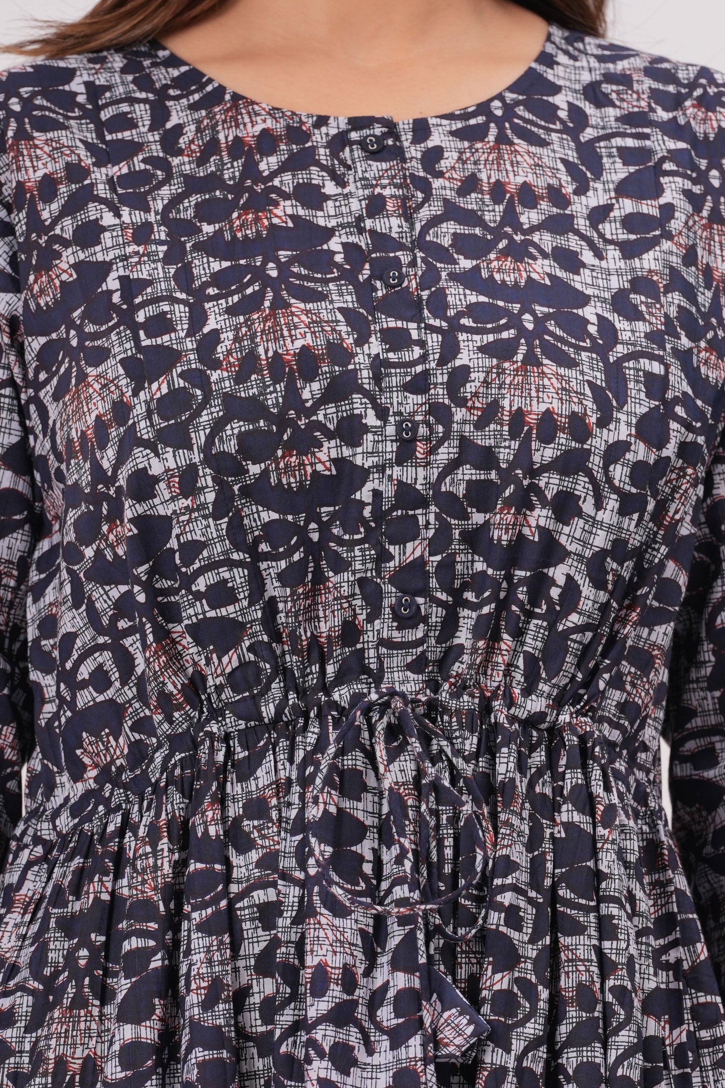 Blue Printed Maternity Dress For Women | LASVINI - Redefining Indian Fashion with Elegance