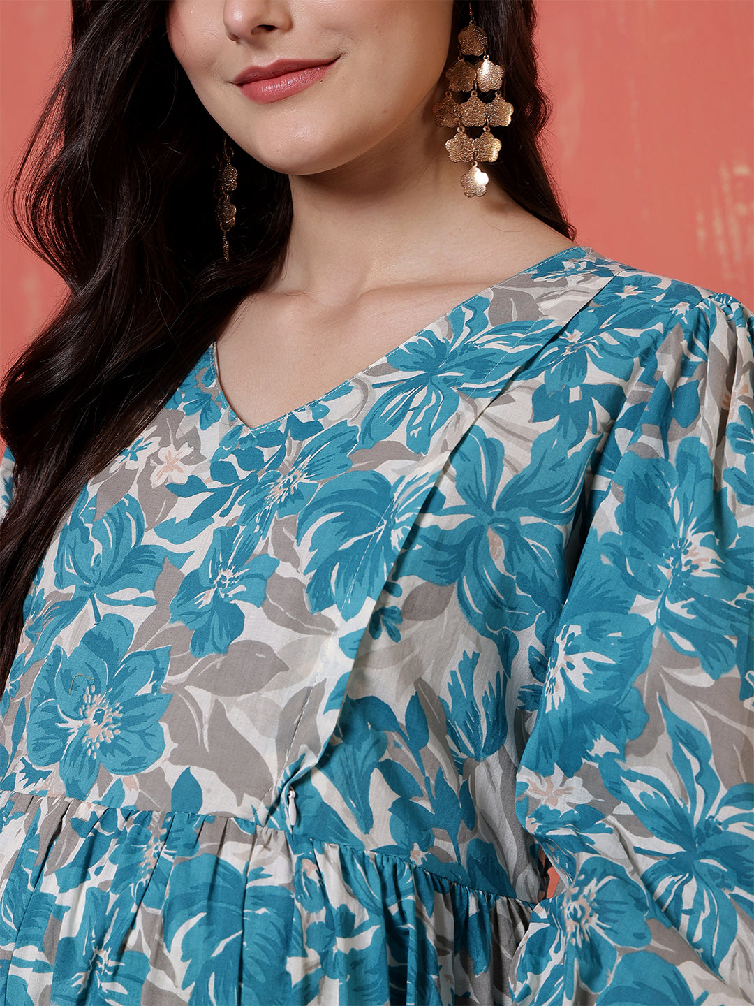 Women Printed Flared Maternity Dress | LASVINI - Redefining Indian Fashion with Elegance