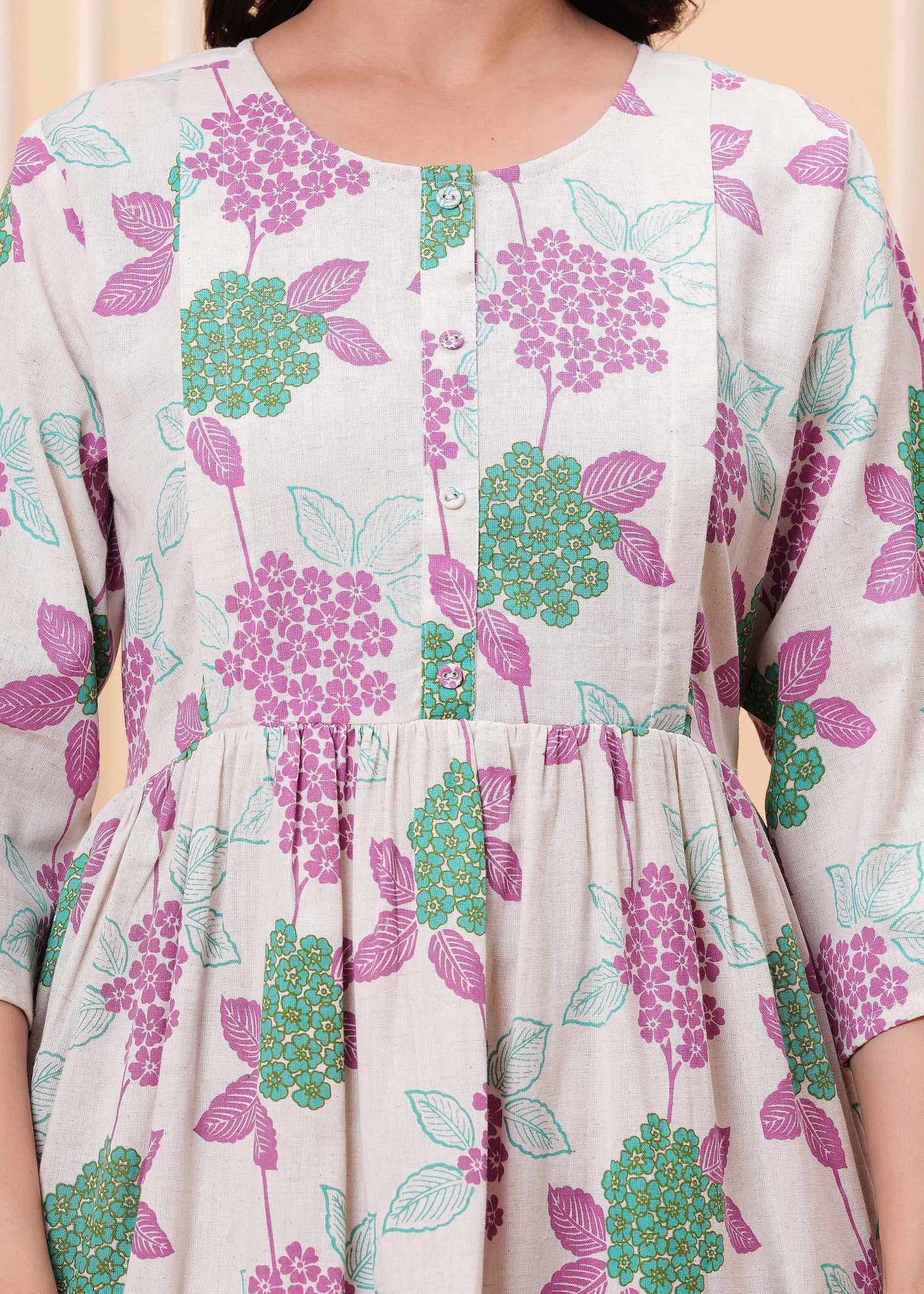 Women Printed Flared Maternity Dress | LASVINI - Redefining Indian Fashion with Elegance