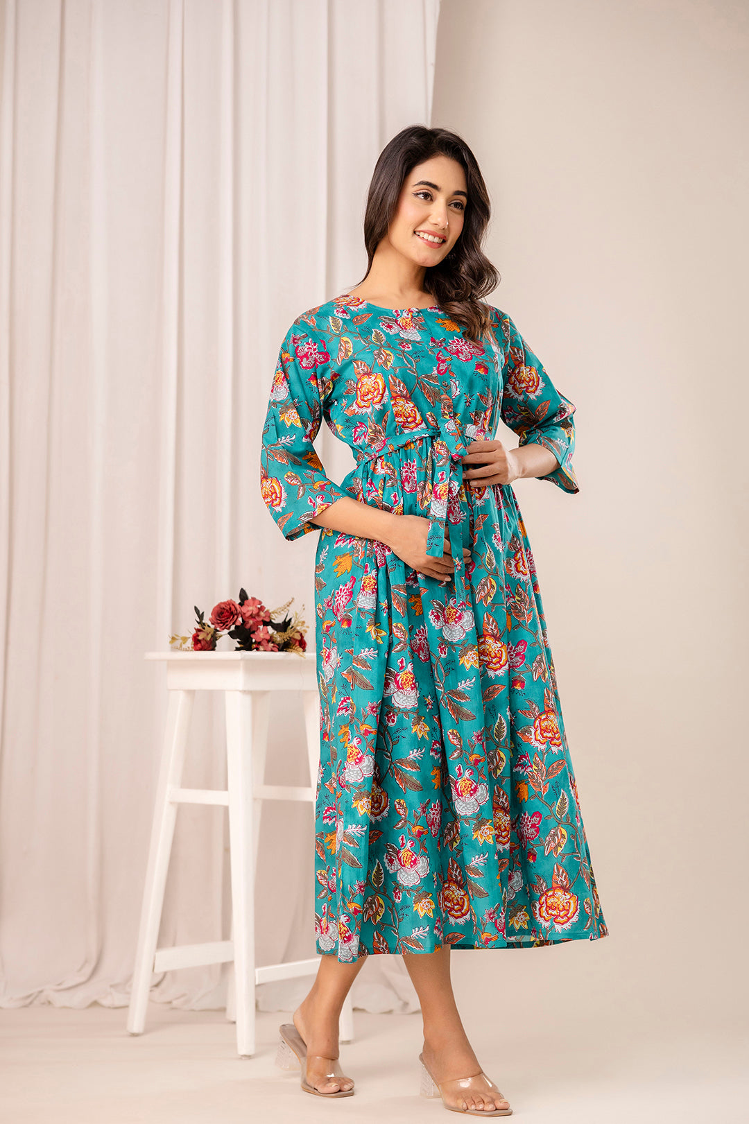 Floral Printed Maternity Dress fro Women | LASVINI - Redefining Indian Fashion with Elegance