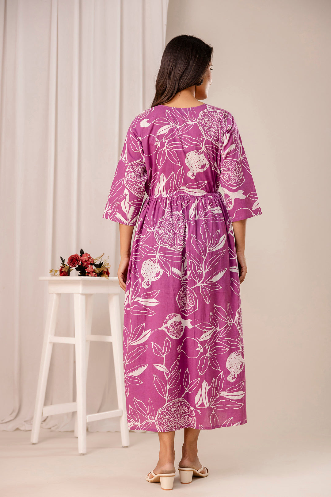 Lavender Printed Maternity Dress fro Women | LASVINI - Redefining Indian Fashion with Elegance