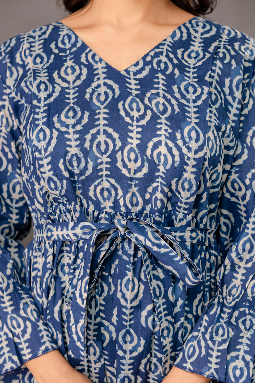 Blue Printed Maternity Dress fro Women | LASVINI - Redefining Indian Fashion with Elegance