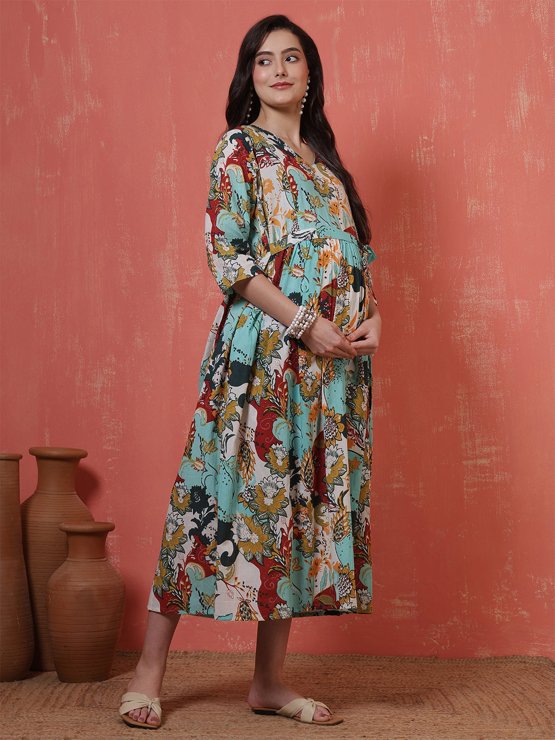 Multicolor Printed Maternity Dress fro Women | LASVINI - Redefining Indian Fashion with Elegance