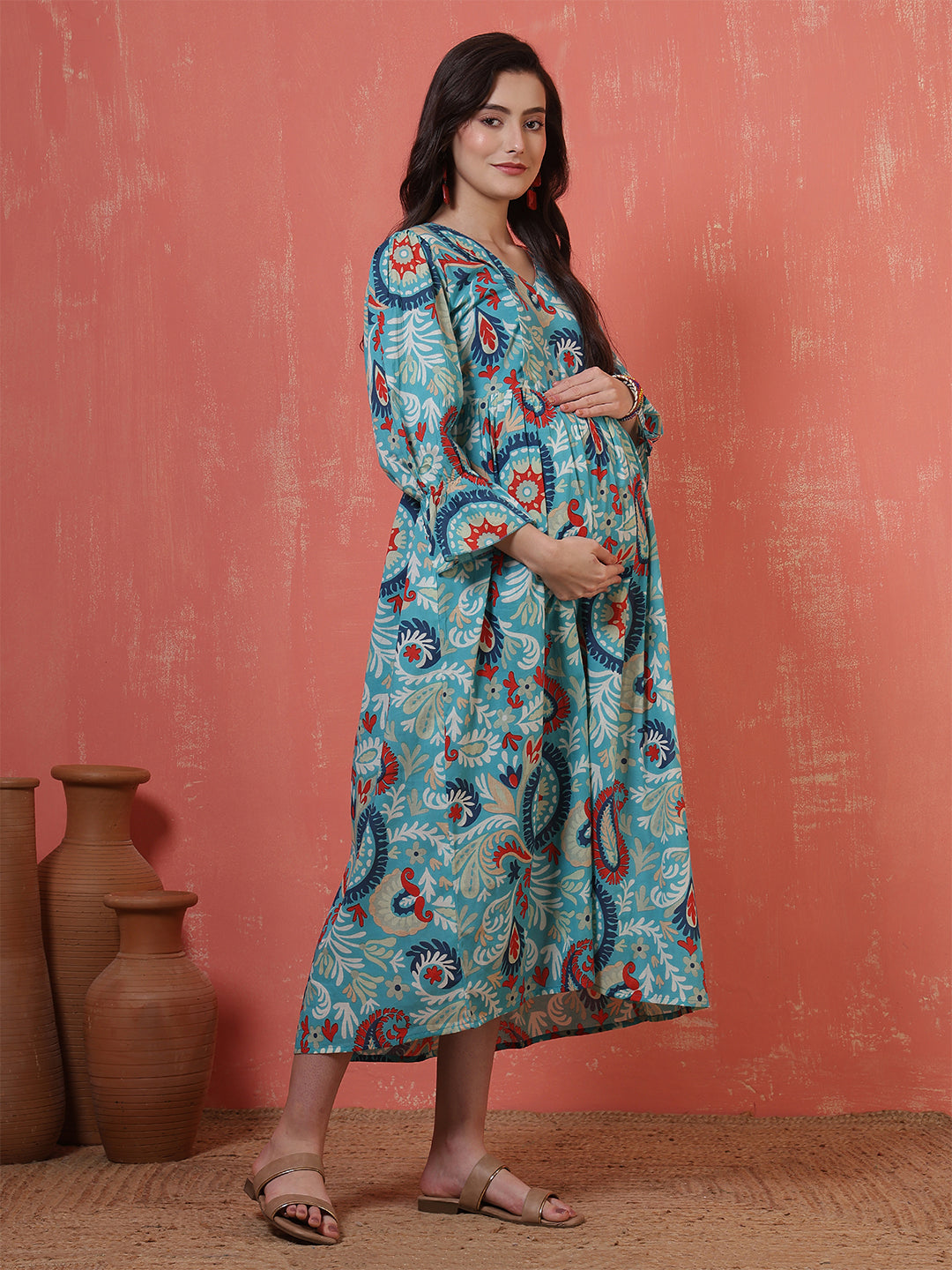 Multicolor Printed Maternity Dress fro Women | LASVINI - Redefining Indian Fashion with Elegance