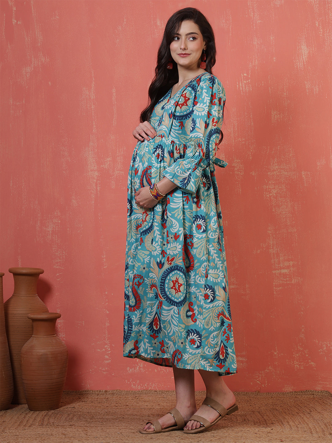 Multicolor Printed Maternity Dress fro Women | LASVINI - Redefining Indian Fashion with Elegance
