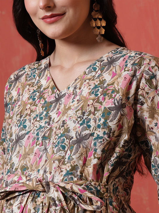 Multicolor Printed Maternity Dress fro Women | LASVINI - Redefining Indian Fashion with Elegance