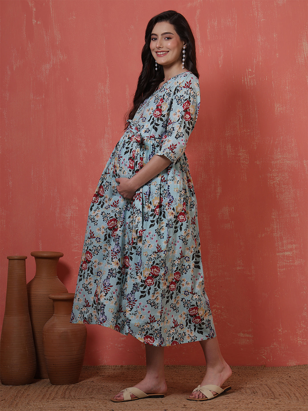 Multicolor Printed Maternity Dress fro Women | LASVINI - Redefining Indian Fashion with Elegance