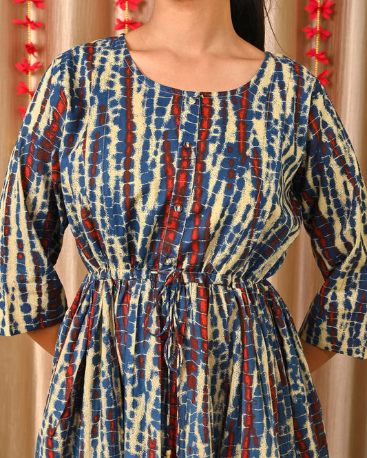 Women Multi Printed Flared Dress | LASVINI - Redefining Indian Fashion with Elegance