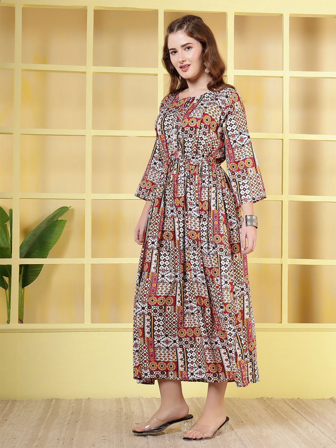 Women Multicolor Printed Flared Dress | LASVINI - Redefining Indian Fashion with Elegance