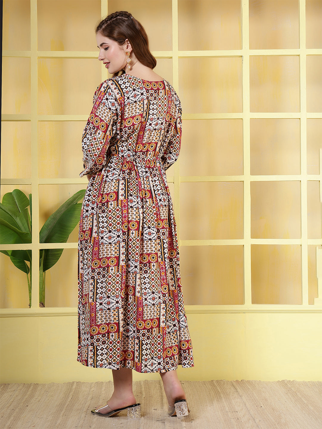 Women Multicolor Printed Flared Dress | LASVINI - Redefining Indian Fashion with Elegance