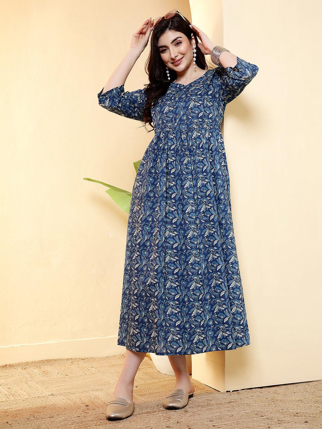 Blue Floral Dress For Women | LASVINI - Redefining Indian Fashion with Elegance