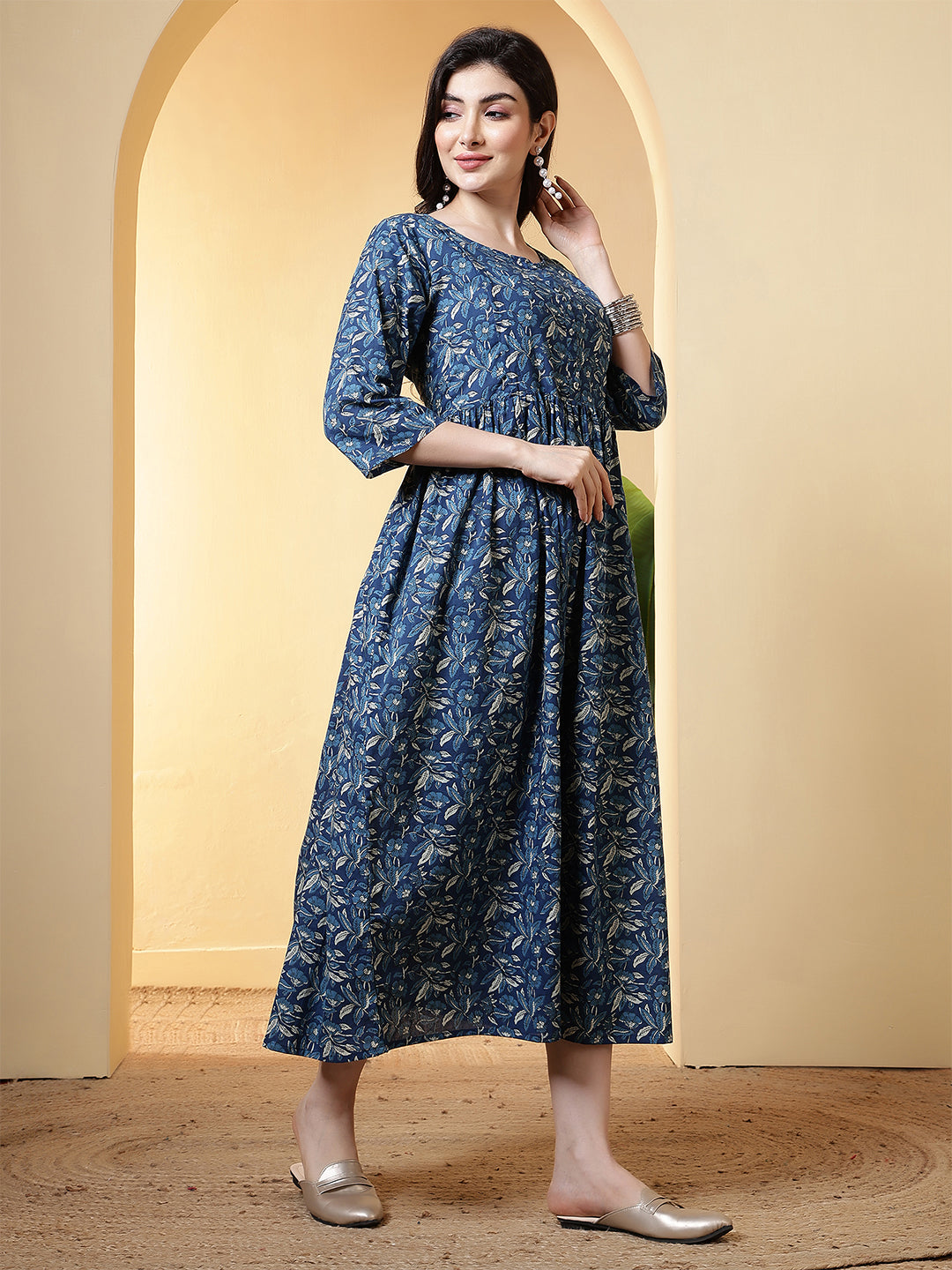 Blue Floral Dress For Women | LASVINI - Redefining Indian Fashion with Elegance