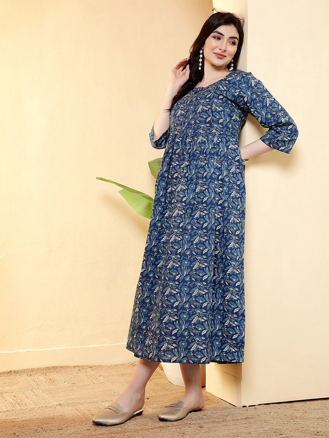Blue Floral Dress For Women | LASVINI - Redefining Indian Fashion with Elegance