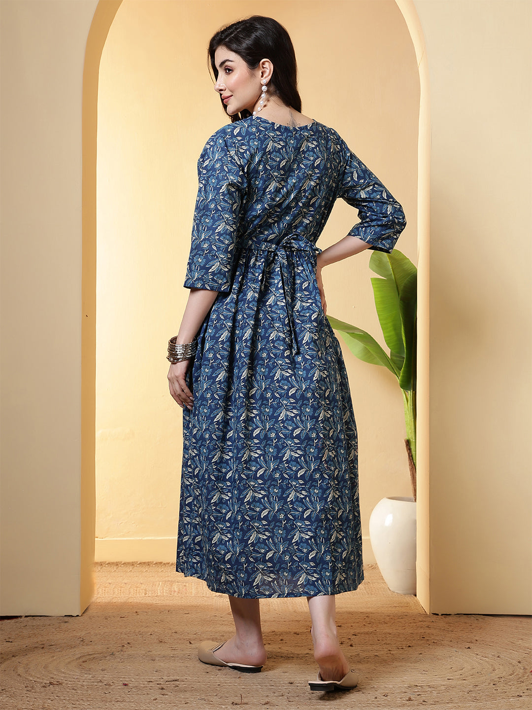 Blue Floral Dress For Women | LASVINI - Redefining Indian Fashion with Elegance