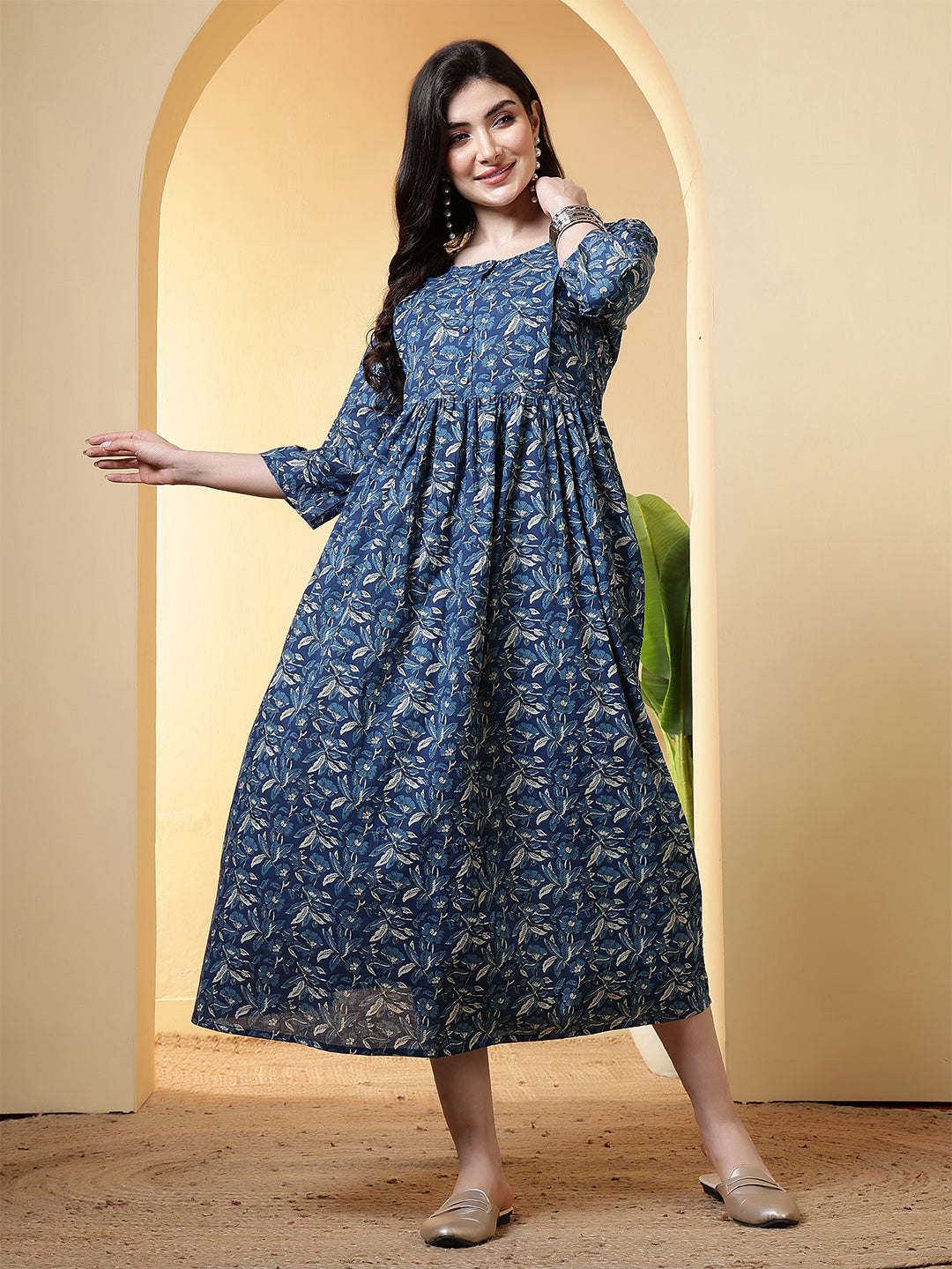 Blue Floral Dress For Women | LASVINI - Redefining Indian Fashion with Elegance