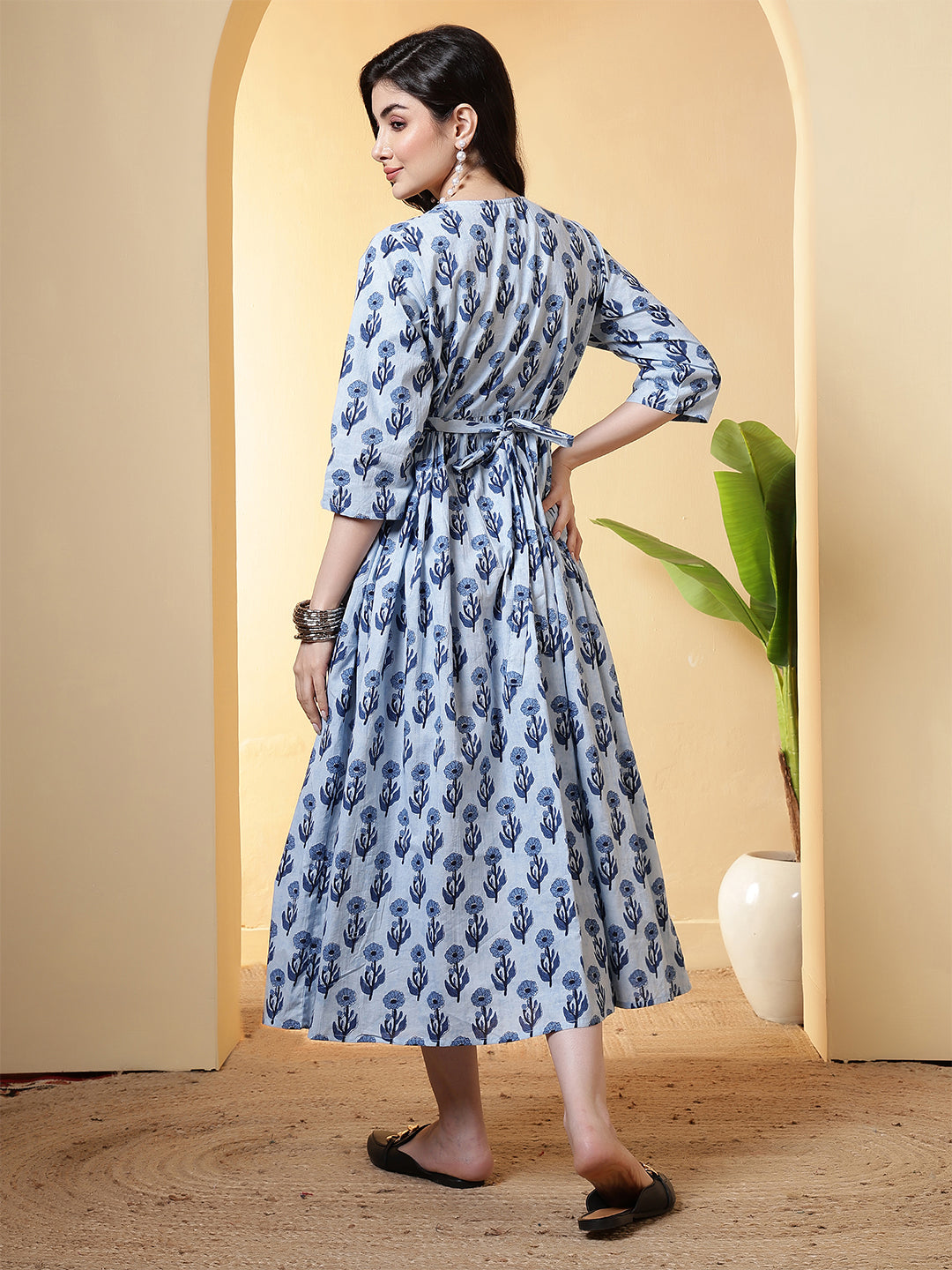 Blue Floral Dress For Women | LASVINI - Redefining Indian Fashion with Elegance