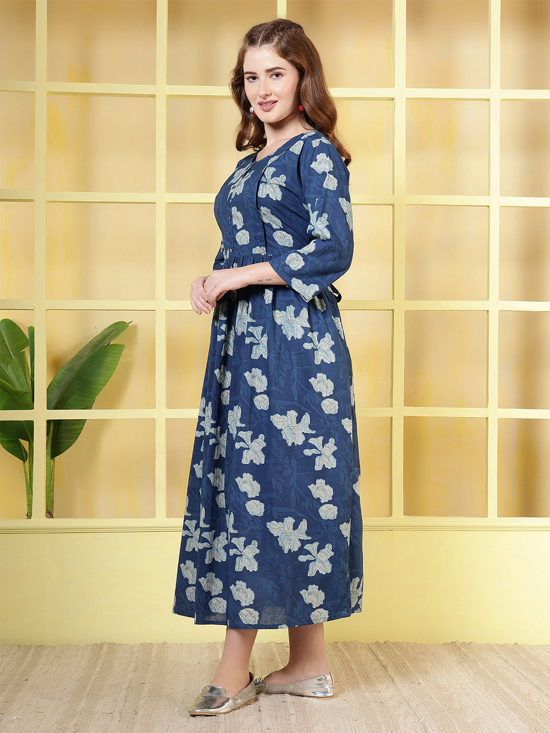 Blue Printed Dress For Women | LASVINI - Redefining Indian Fashion with Elegance